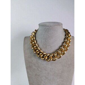 Vintage Erwin Pearl Gold-Tone Chunky Chain Choker Necklace Runway Statement 16"